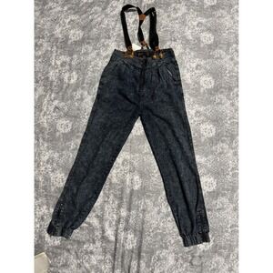 Hot Swag Girls Size 13 Acid Wash Denim Overalls Jumpsuit Suspenders Zip Ankles
